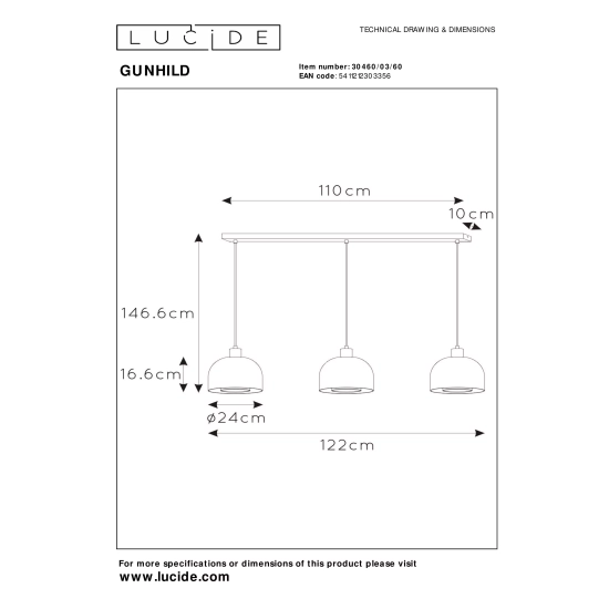 GUNHILD lampa wisząca 3xE27 Transparant 30460/03/60 Lucide - zdjęcie dodatkowe 7
